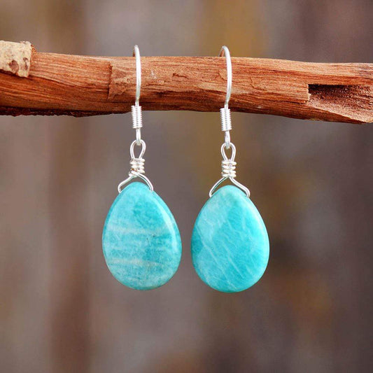 Natural Gemstone Teardrop Earrings