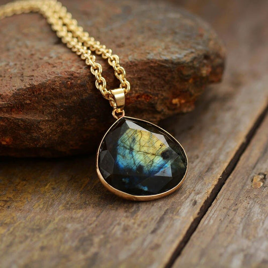 Natural Labradorite Teardrop Necklace