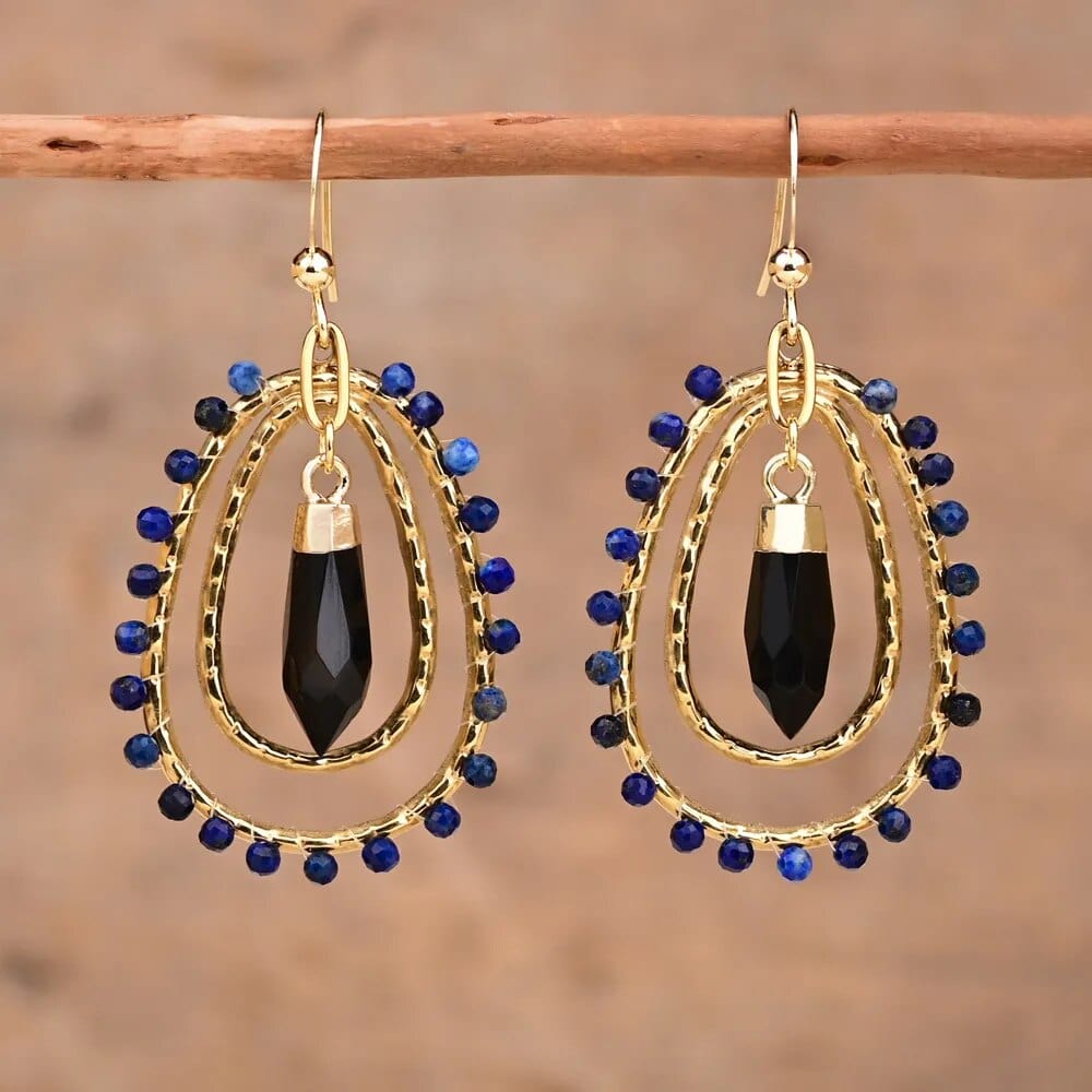 Natural Stone Teardrop Dangle Earrings