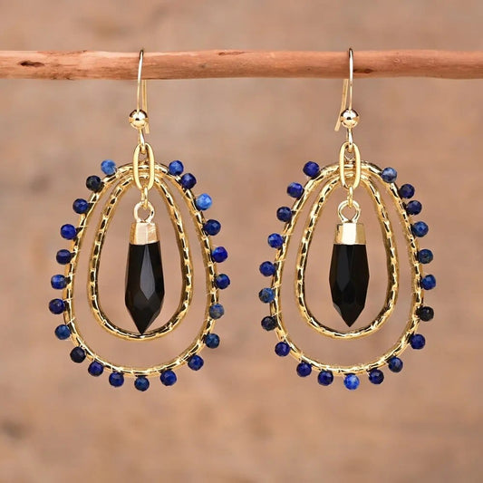 Natural Stone Teardrop Dangle Earrings