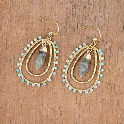 Natural Stone Teardrop Dangle Earrings