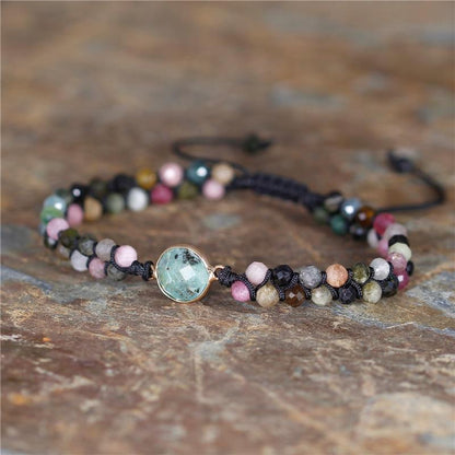 Natural Tourmaline & Indian Agate Adjustable Bracelet