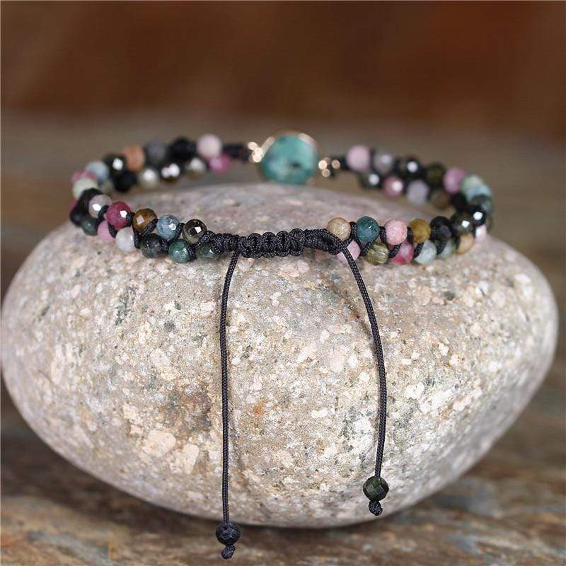 Natural Tourmaline & Indian Agate Adjustable Bracelet