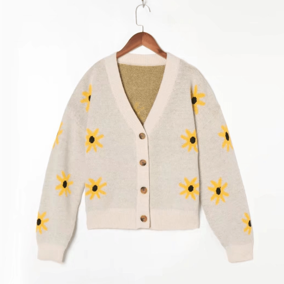 Floral Pattern Knitted Cardigan