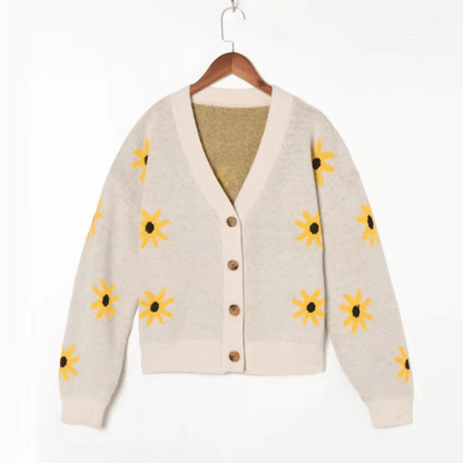 Floral Pattern Knitted Cardigan