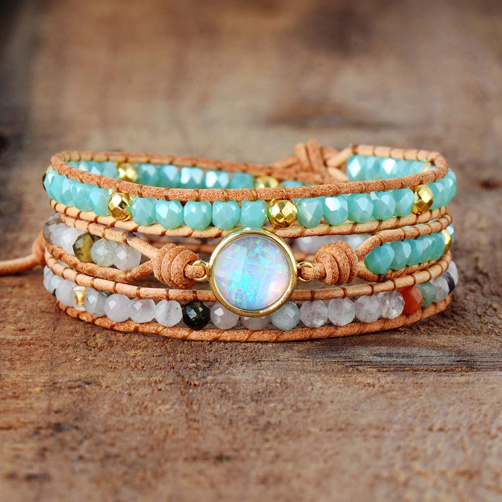 Opal And Rhinestone Wrap Bracelet