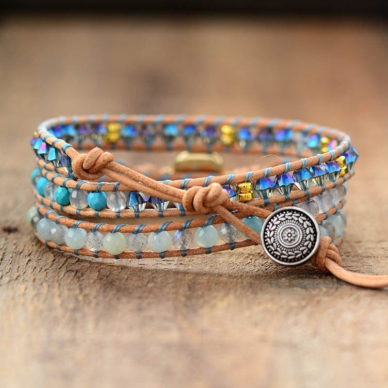 Opal And Rhinestone Wrap Bracelet