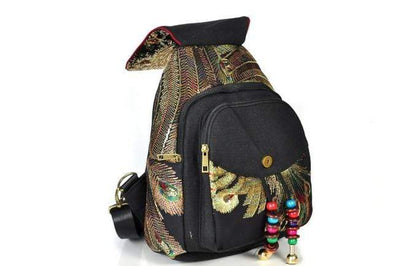 Peacock Embroidered Ethnic Style Backpack