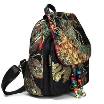 Peacock Embroidered Ethnic Style Backpack