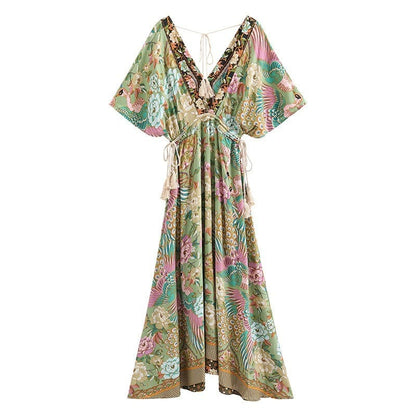 Mali Peacock Floral Maxi Dress