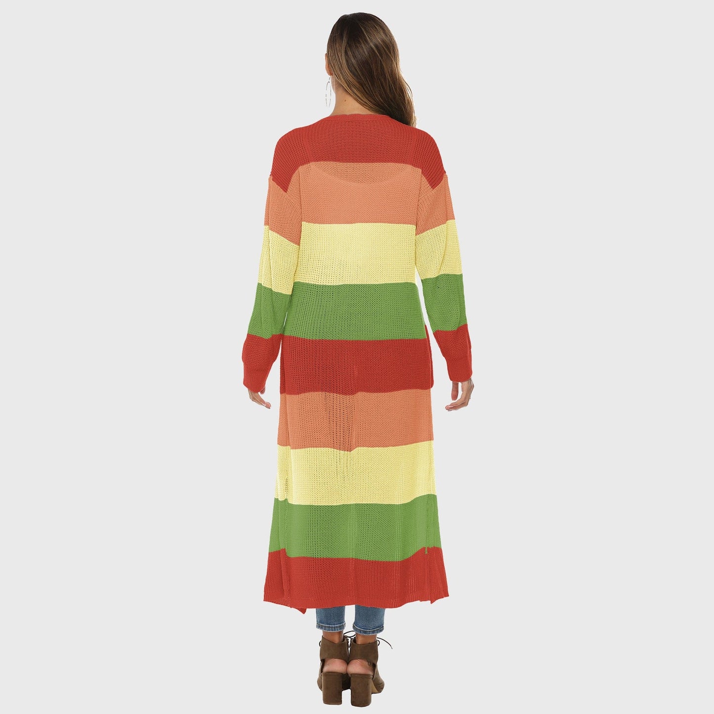 Rangeen Striped Long Cardigan