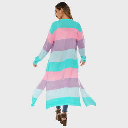 Rangeen Striped Long Cardigan