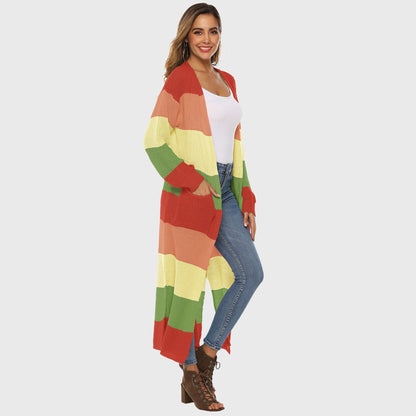 Rangeen Striped Long Cardigan