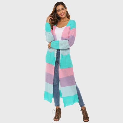 Rangeen Striped Long Cardigan