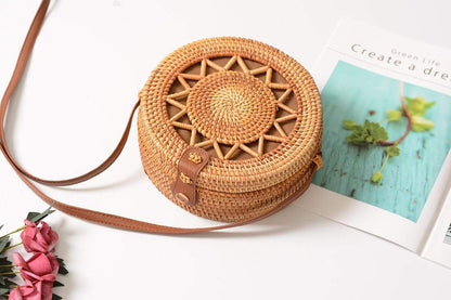 Rattan Cross Body Bag With Braided Sun