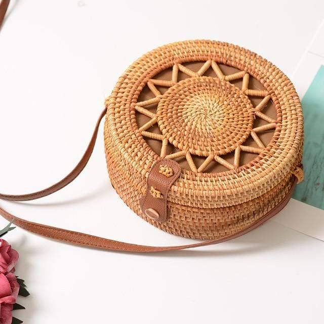 Rattan Cross Body Bag With Braided Sun