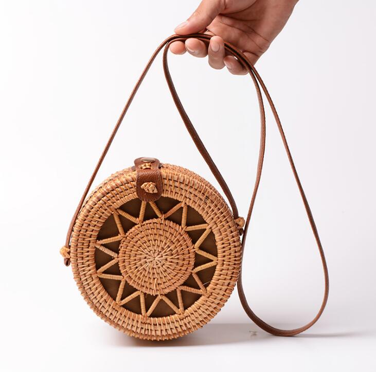 Rattan Cross Body Bag With Braided Sun