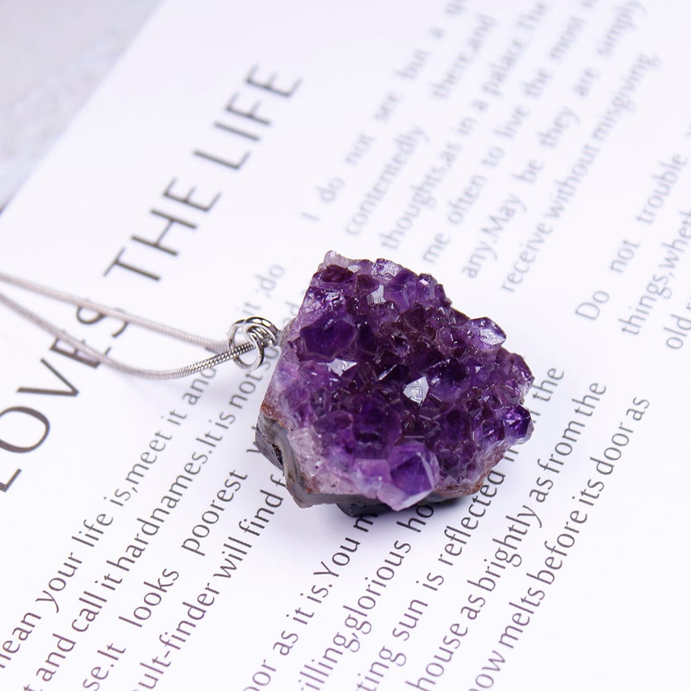 Raw Amethyst Cluster Necklace