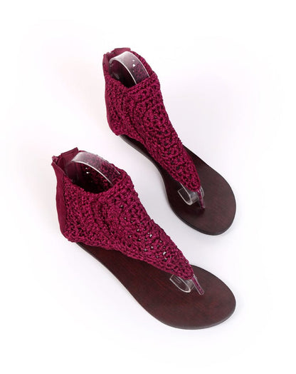 High-Top Knit Crochet Sandals