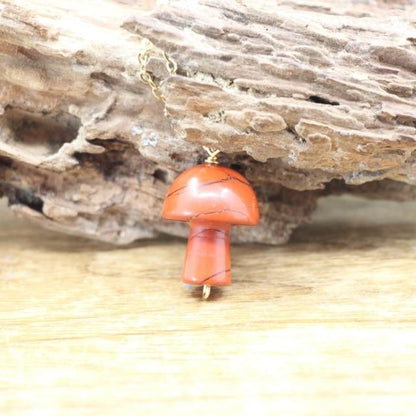 Tiny Mushroom Crystal Chain Necklace