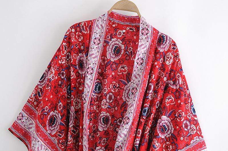 Red Roses Kimono Robe