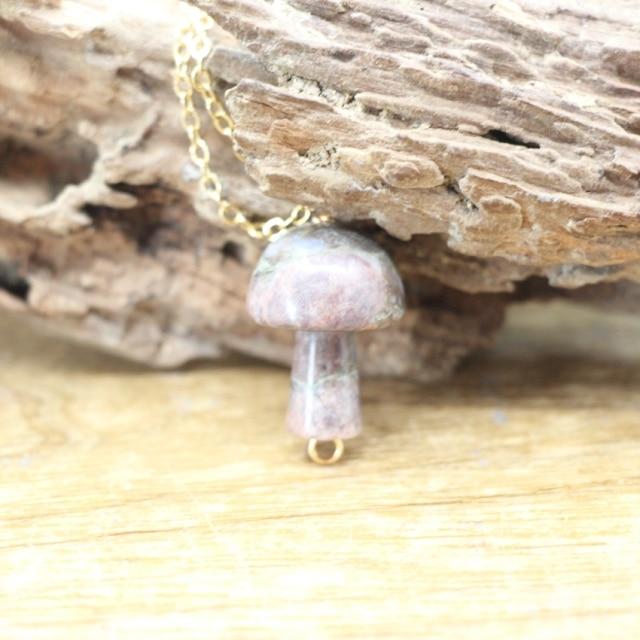 Tiny Mushroom Crystal Chain Necklace