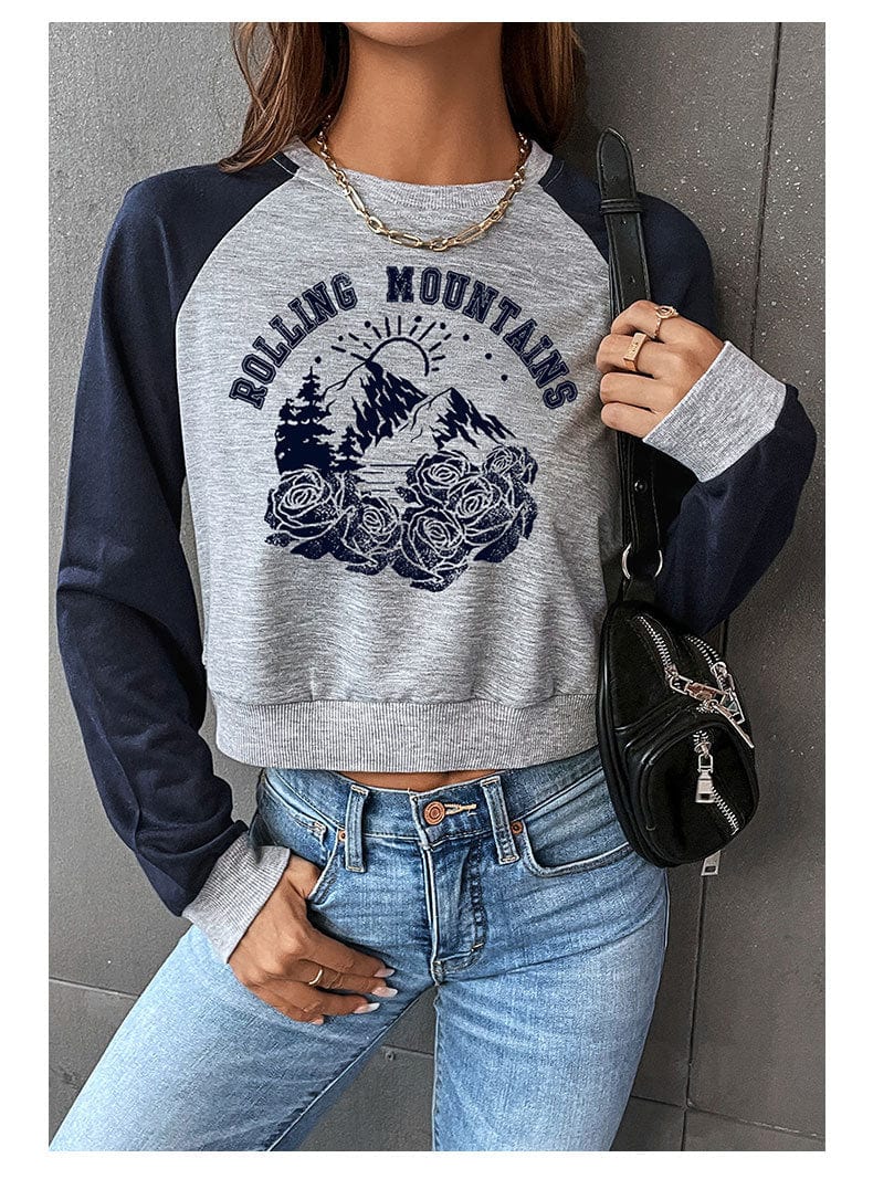 Rolling Mountains Graphic Print Sweatshirt