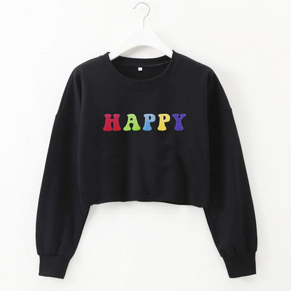 Happy Crop Sweatshirt