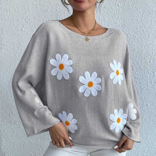 Kendall Embroidered Daisies Sweater