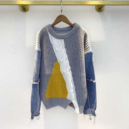 Lelya Denim Patchwork Sweater