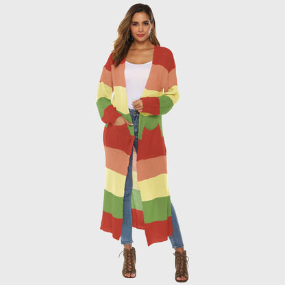 Rangeen Striped Long Cardigan