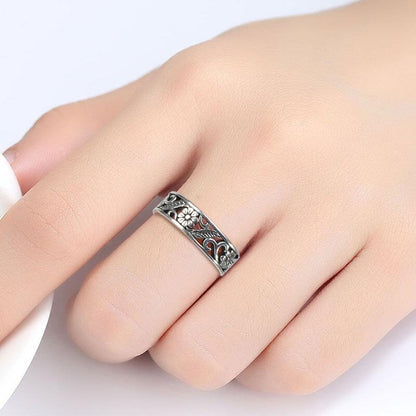 S925 Sterling Silver Floral Design Ring