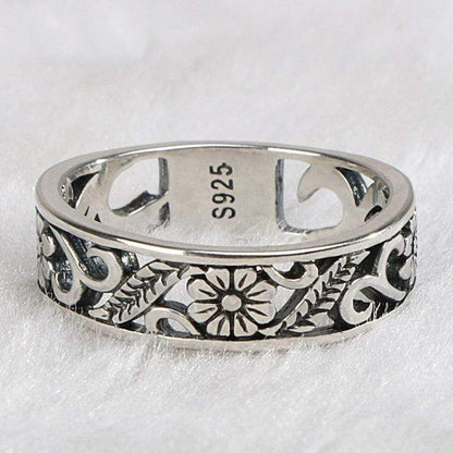 S925 Sterling Silver Floral Design Ring