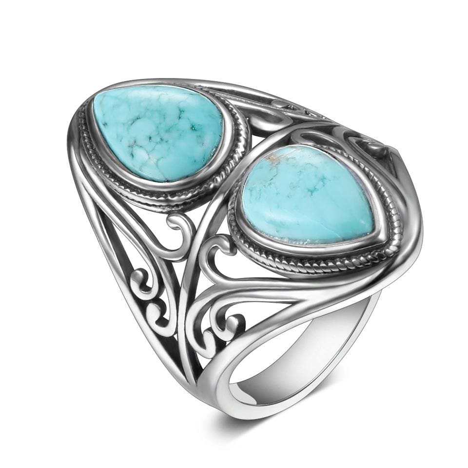 S925 Sterling Silver Natural Turquoise Ring