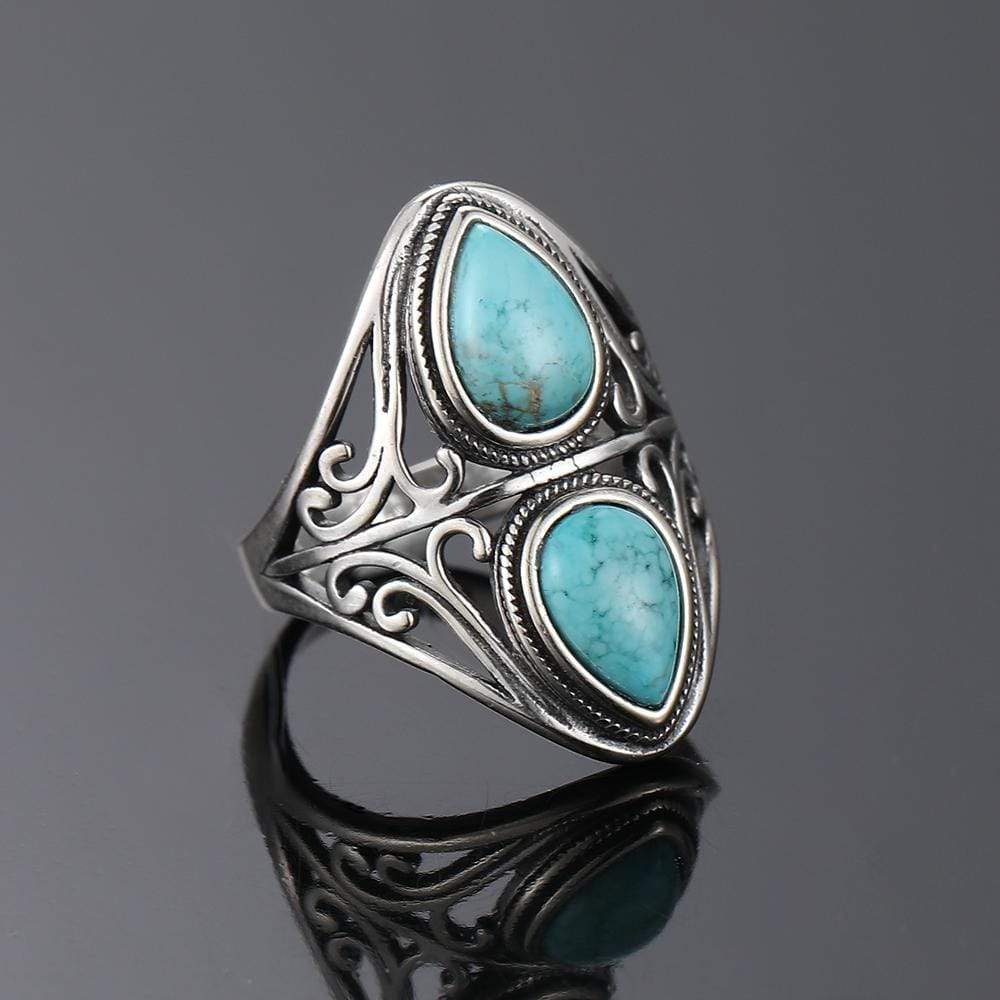 S925 Sterling Silver Natural Turquoise Ring