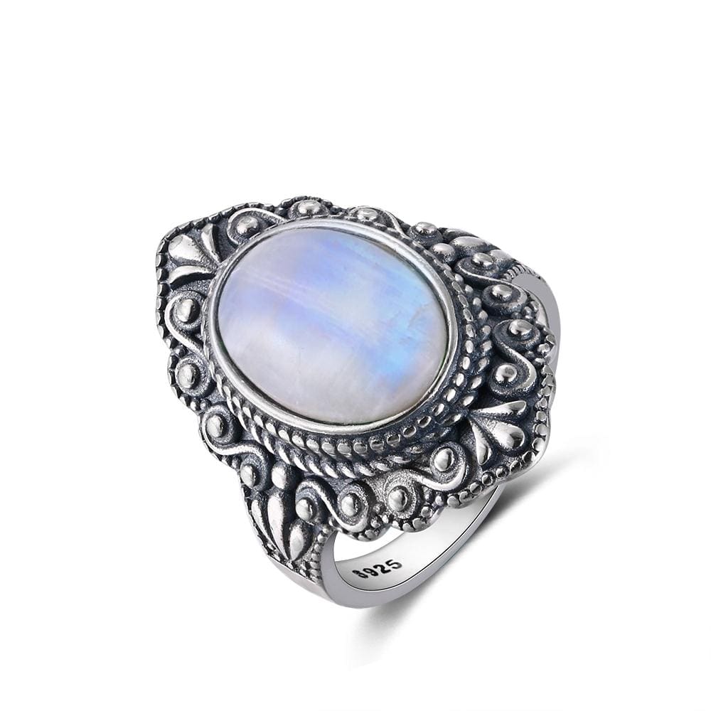 S925 Sterling Silver Oval Gemstone Ring