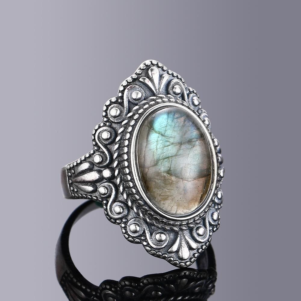 S925 Sterling Silver Oval Gemstone Ring