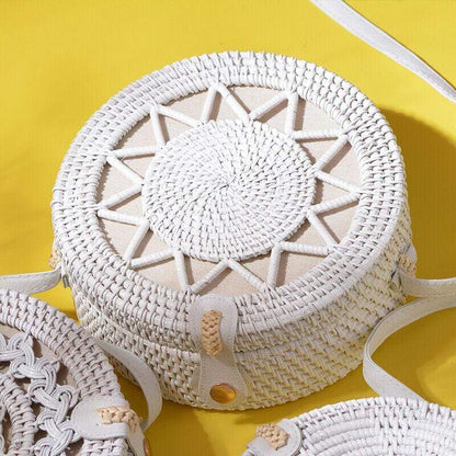 Sardinia White Rattan Bag