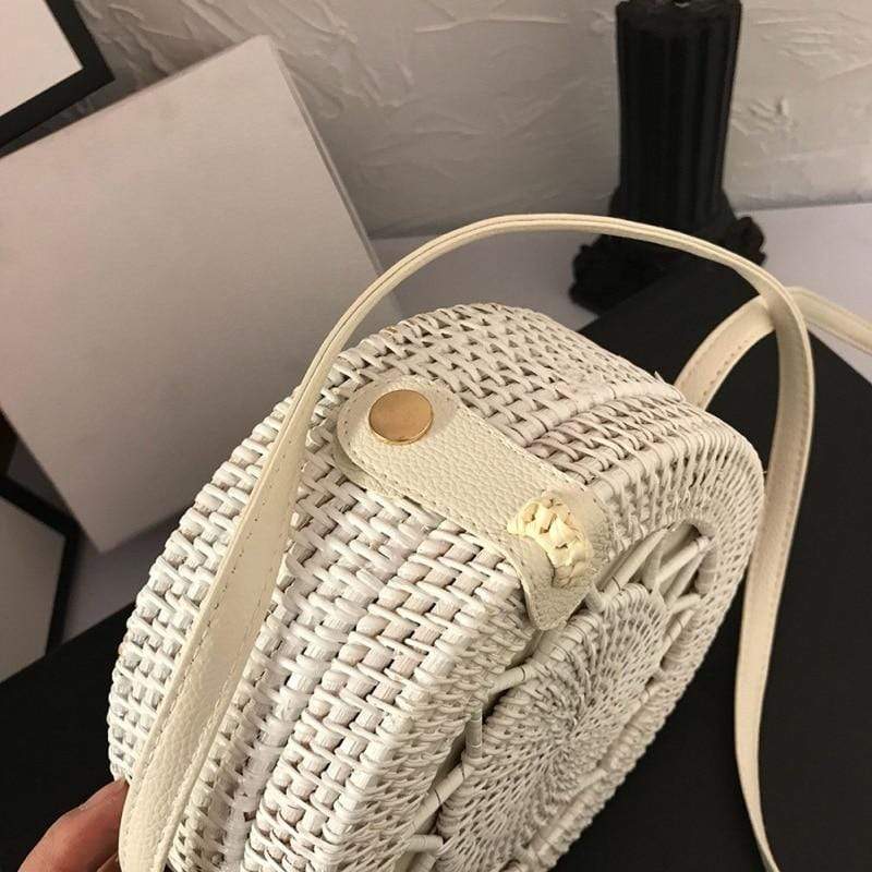 Sardinia White Rattan Bag