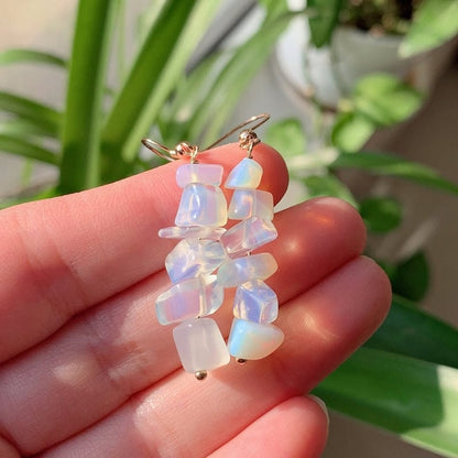 Natural Crystal Gravel Chips Earrings