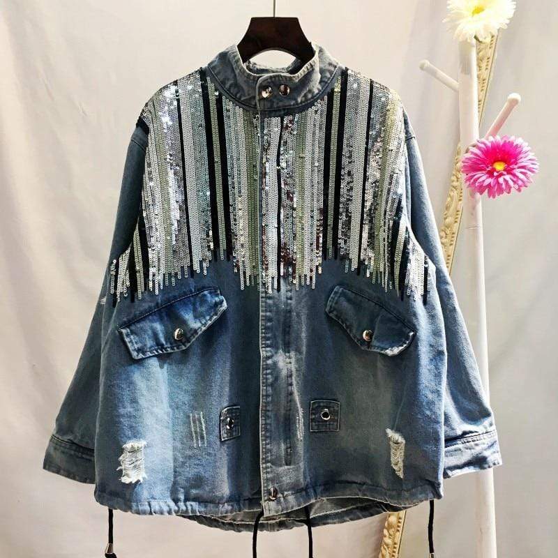 Sequins Embroidered Denim Jacket