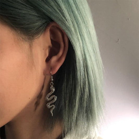 Silver Snake Dangle Earrings