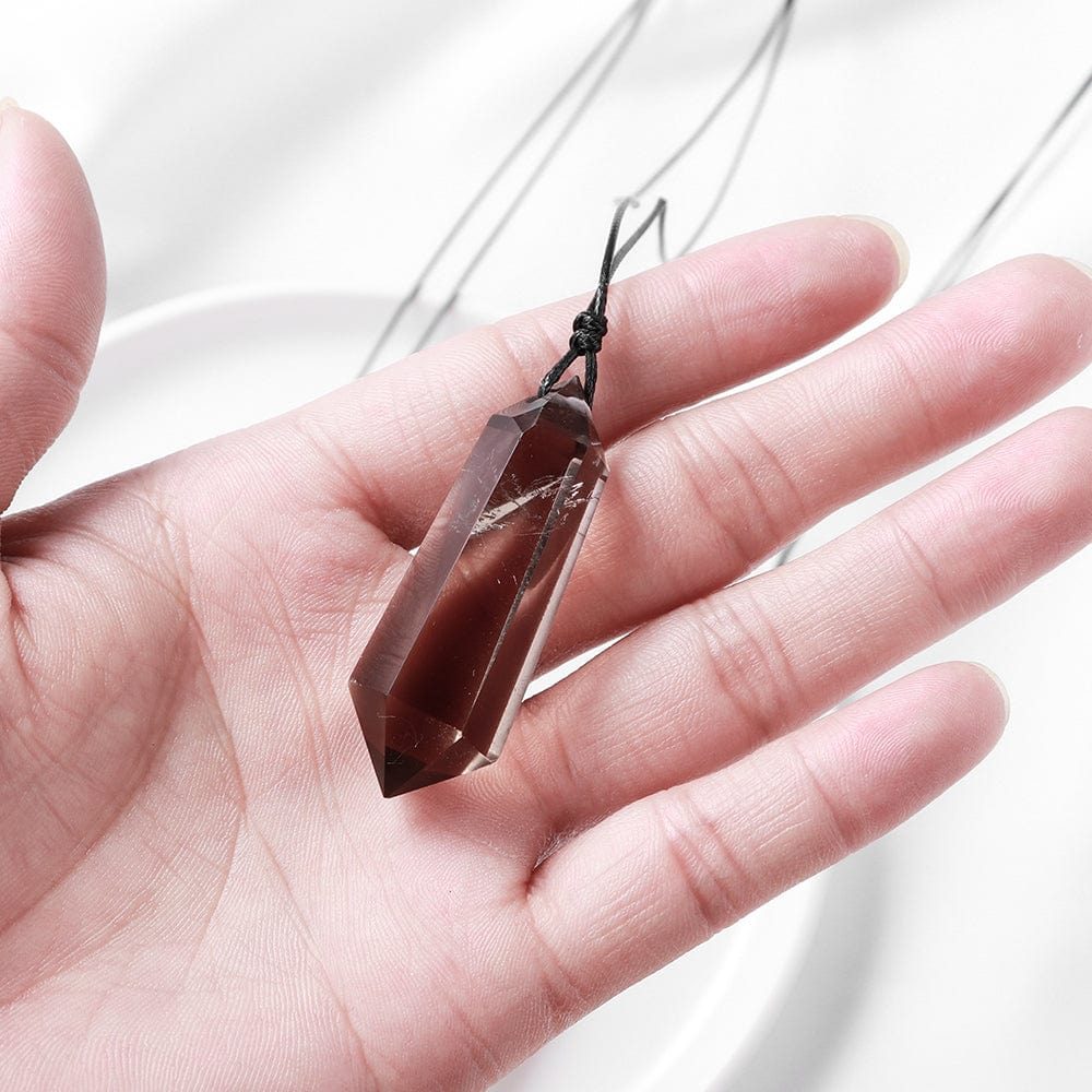 Smoky Quartz Crystal Pendant Necklace