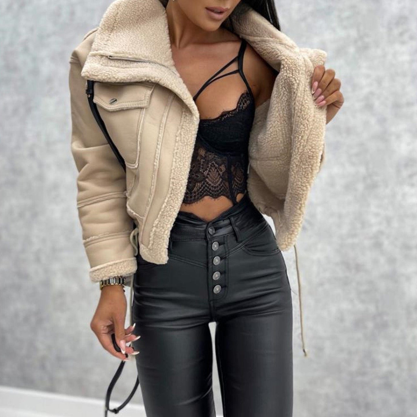 Solène Faux Shearling Aviator Jacket