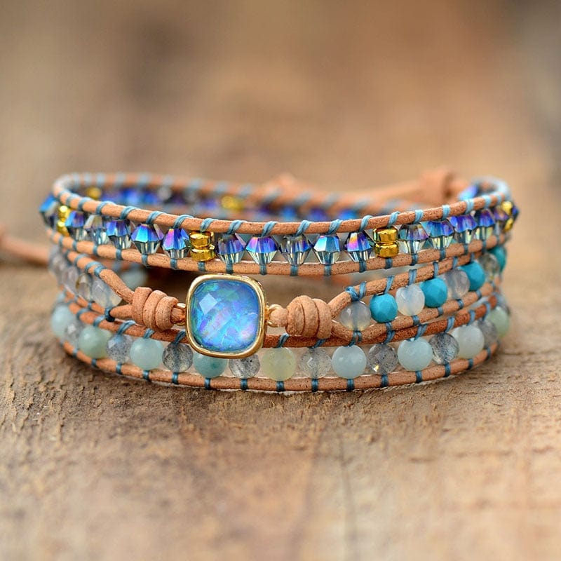 Opal And Rhinestone Wrap Bracelet