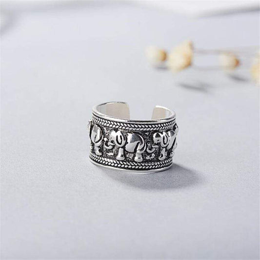 Sterling Silver Ethnic Elephant Design Ring