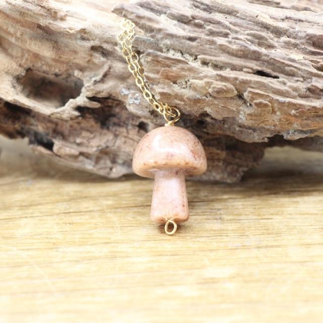 Tiny Mushroom Crystal Chain Necklace