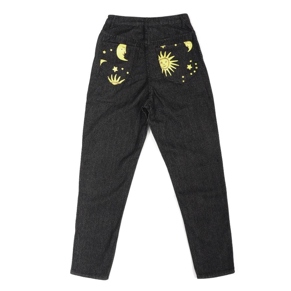 Sun and Moon Print Jeans