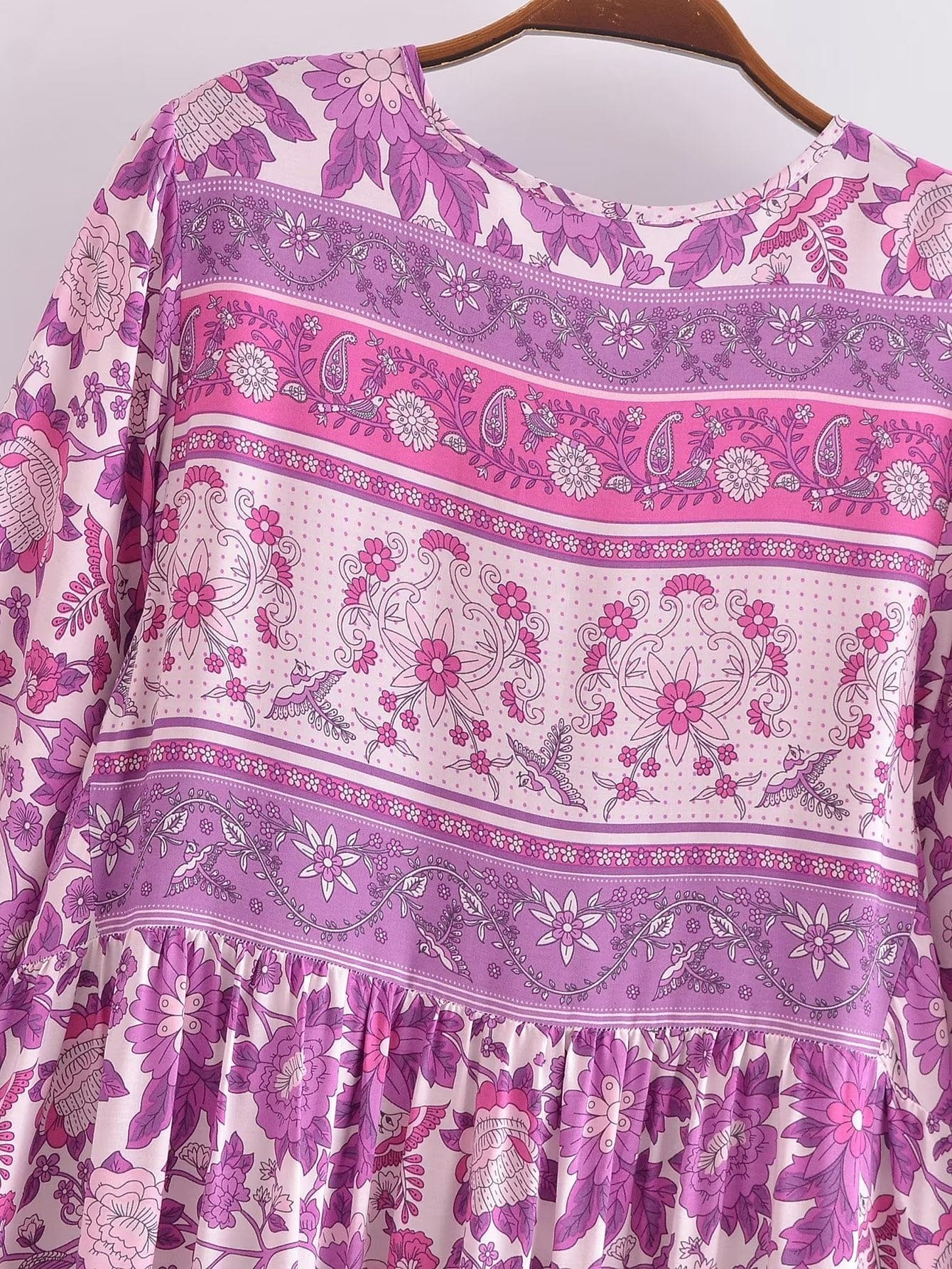 Tallulah Long Sleeve Boho Maxi Dress - Pink