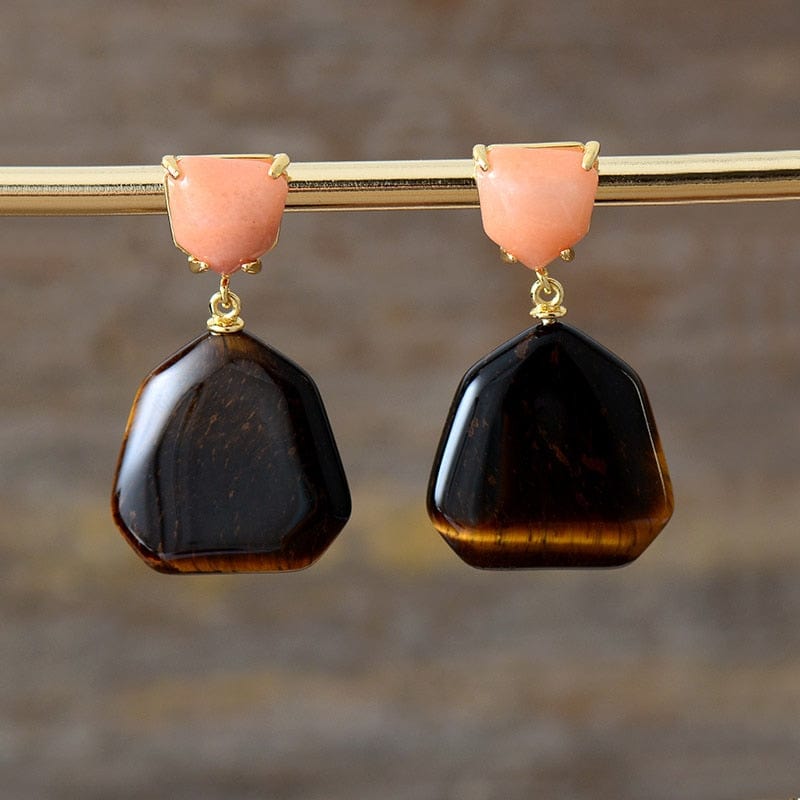 Amethyst - Tiger Eye Stud Earring